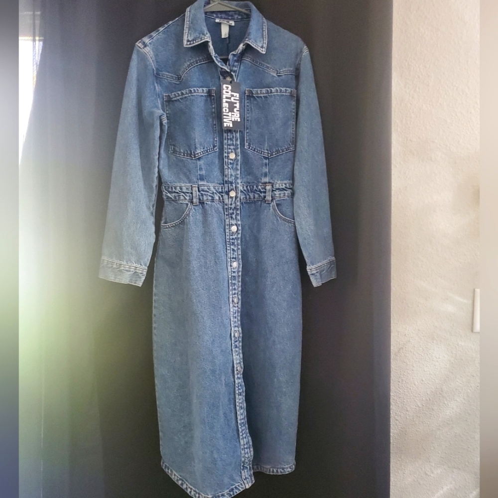 Blue Denim Long Sleeve Dress Size 4
